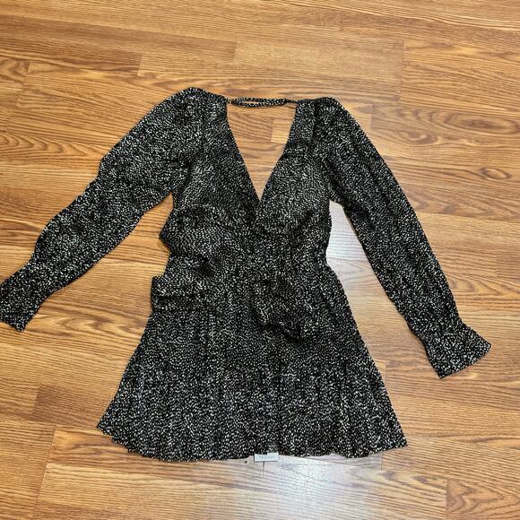 SABINA MUSAYEV Black Metallic party dress Mar V-Neck Minidress small - Picture 13 of 13